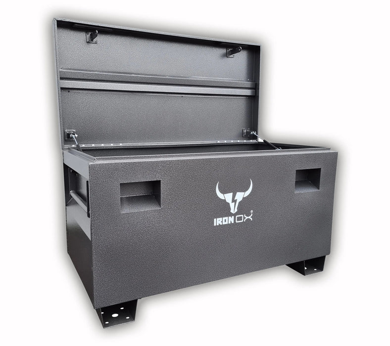 A heavy duty TRADE DEAL - Iron Ox® 48" site box X4 with a bull emblem.